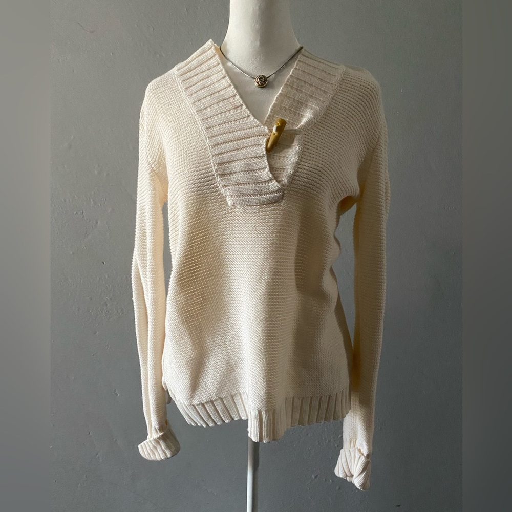 Lauren by Ralph Lauren medium off white sweater toggle button